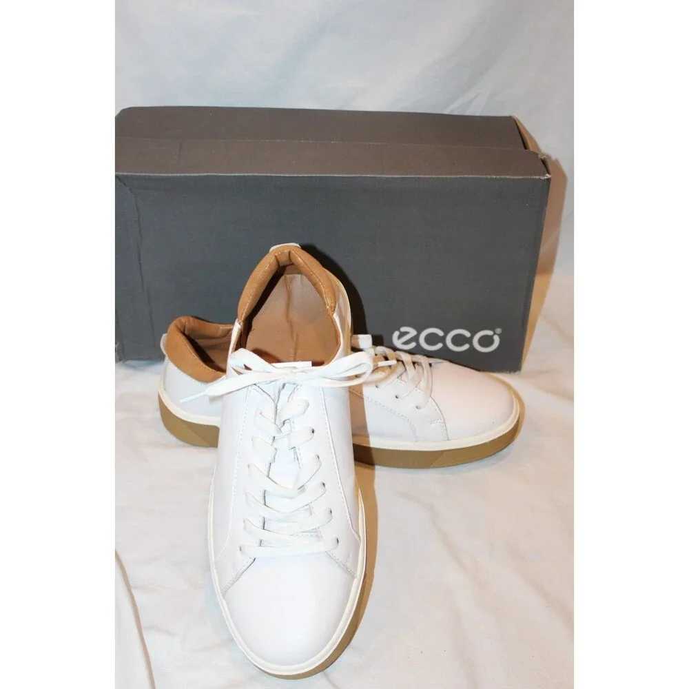 Ecco Soft ClassicMen's Leather Low Top Athletic Sneakers EU 43 US 10 WHITE